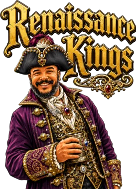 Pirate Vic Renaissance Kings sticker wearing a purple coat